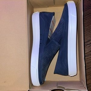 Navy & White loafers Crocs